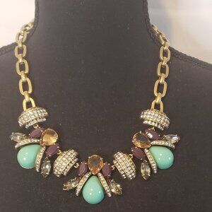 J Crew Authentic Honey Bee Crystal Stone Multi-color Necklace